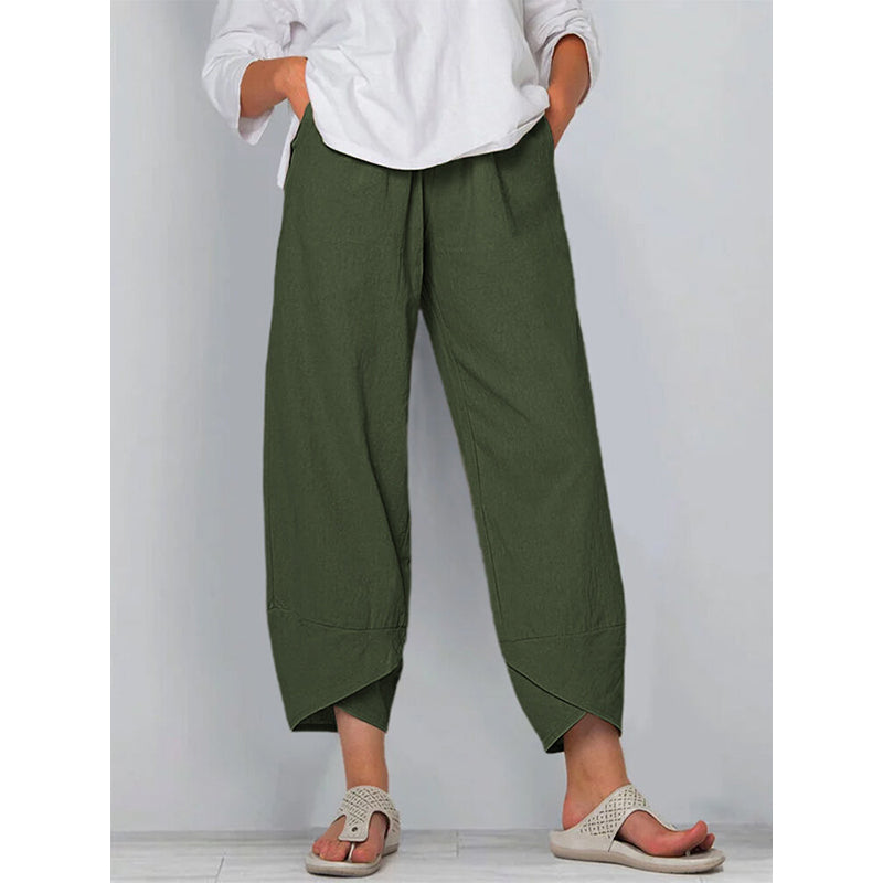 Women's cotton blend trousers
