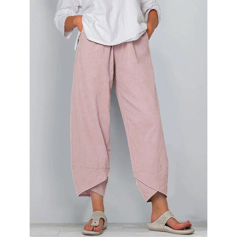 Women's cotton blend trousers