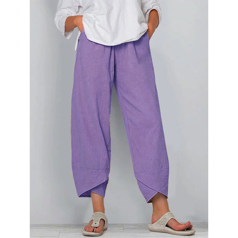 Women's cotton blend trousers