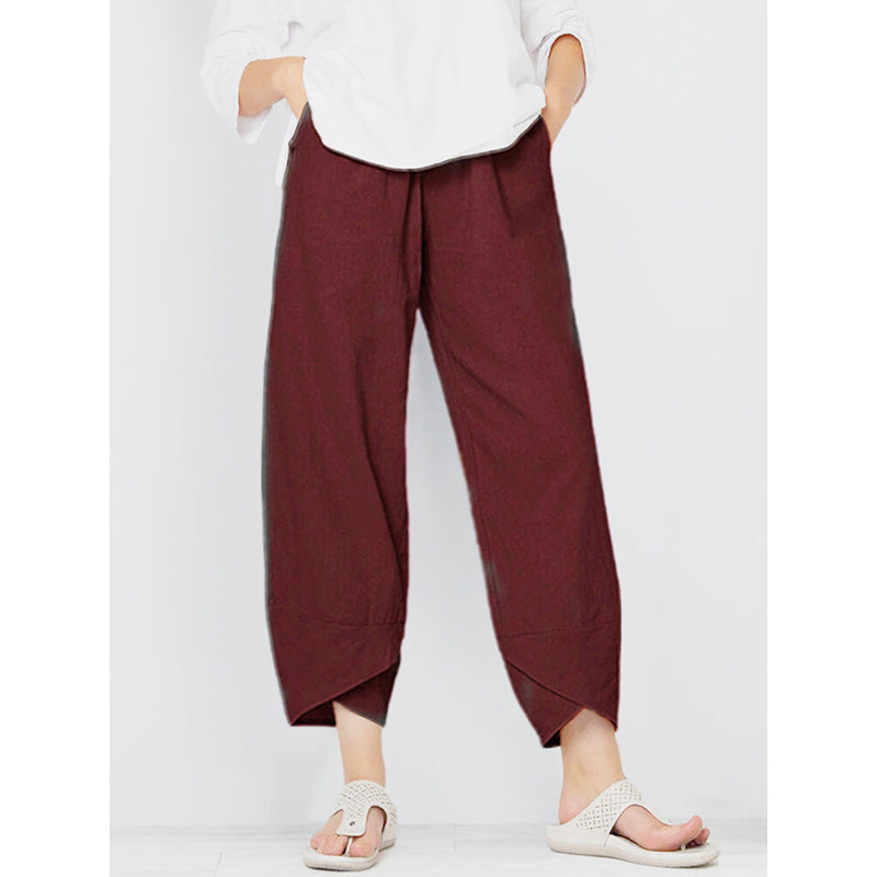 Women's cotton blend trousers