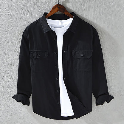 Men’s Casual Long-Sleeve Cotton Shirt with Artisan Japanese Craftsmanship and Premium Soft Fabric