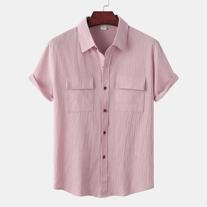 Men's Breathable Cotton Linen Blend Summer Shirt Lightweight Moisture-Wicking