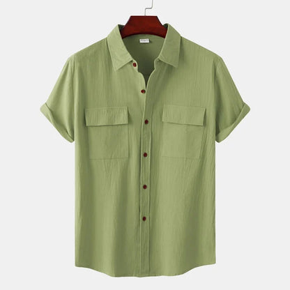 Men's Breathable Cotton Linen Blend Summer Shirt Lightweight Moisture-Wicking