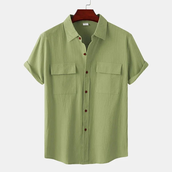 Men's Breathable Cotton Linen Blend Summer Shirt Lightweight Moisture-Wicking