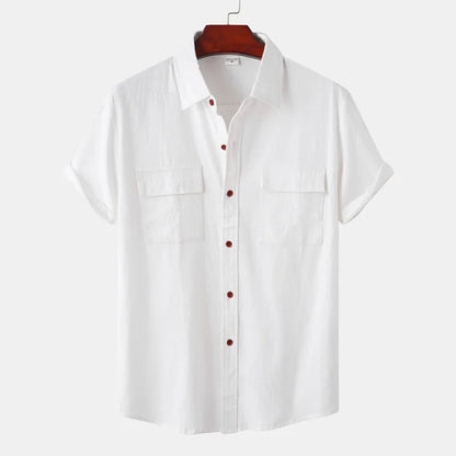 Men's Breathable Cotton Linen Blend Summer Shirt Lightweight Moisture-Wicking