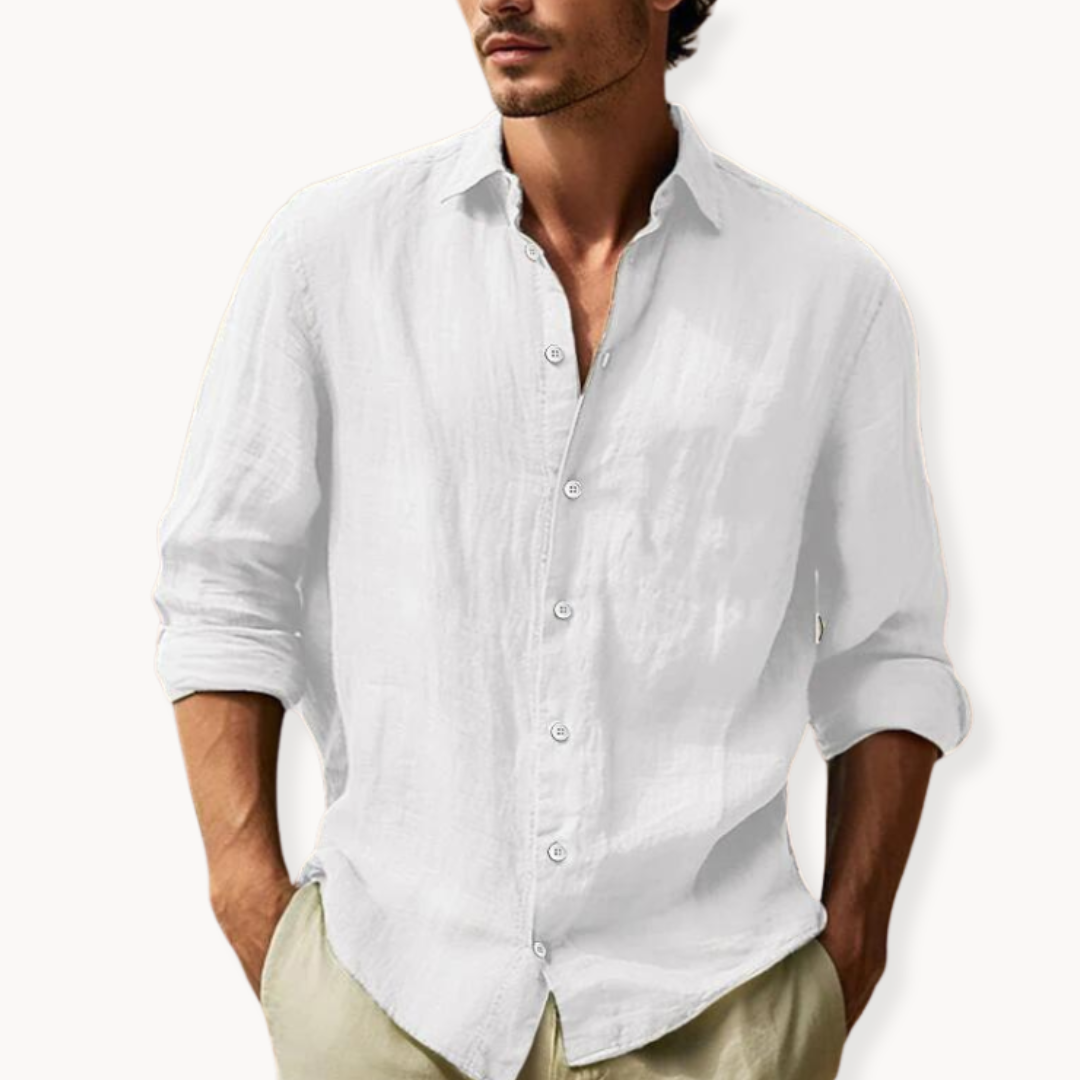 Men's Long Sleeve Breathable Button-Front Dress Shirt