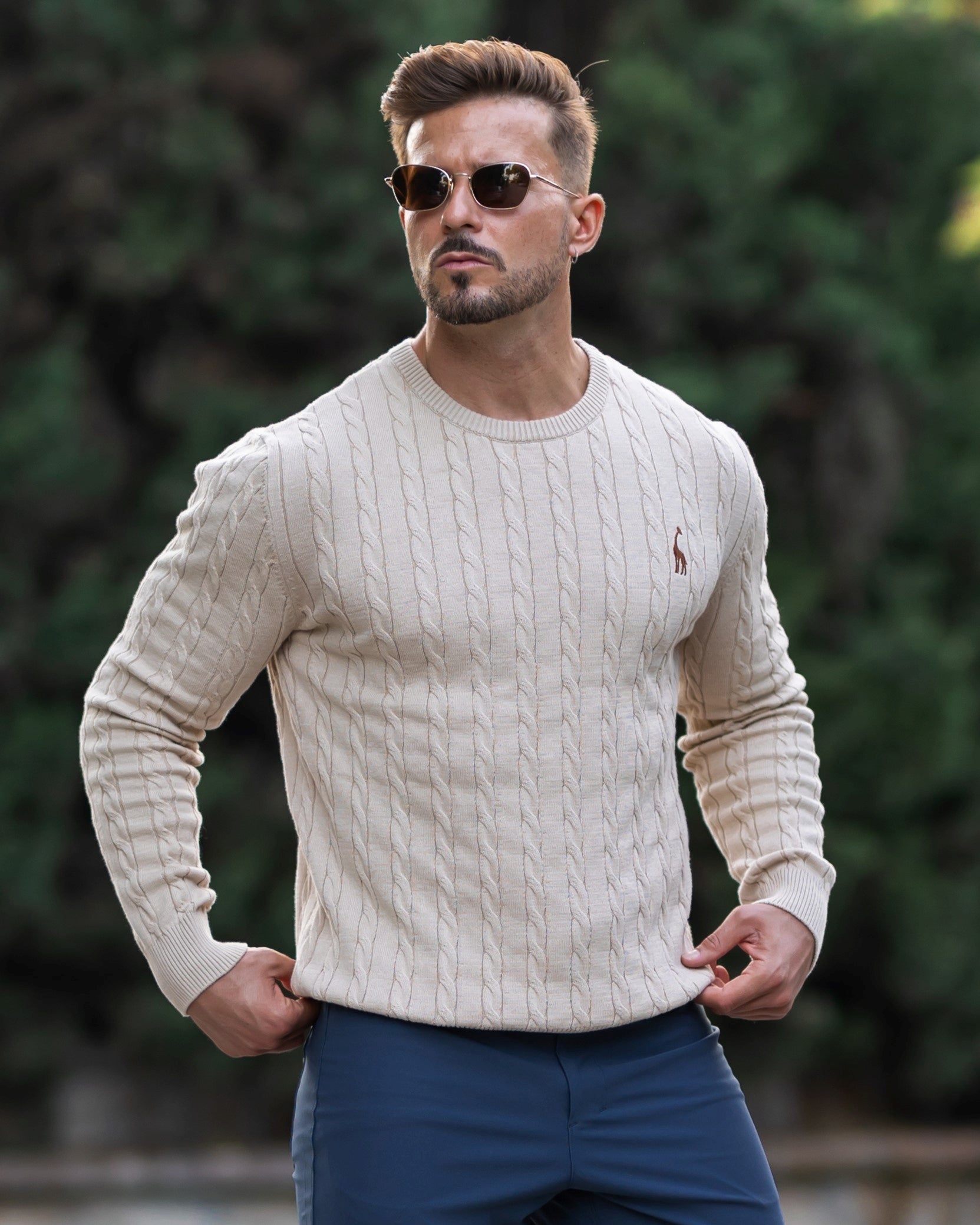 Men's Breathable Warm Cable Knit Sweater Casual Knitwear