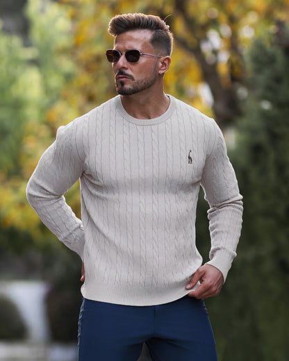 Men's Breathable Warm Cable Knit Sweater Casual Knitwear