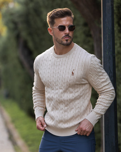 Men's Breathable Warm Cable Knit Sweater Casual Knitwear