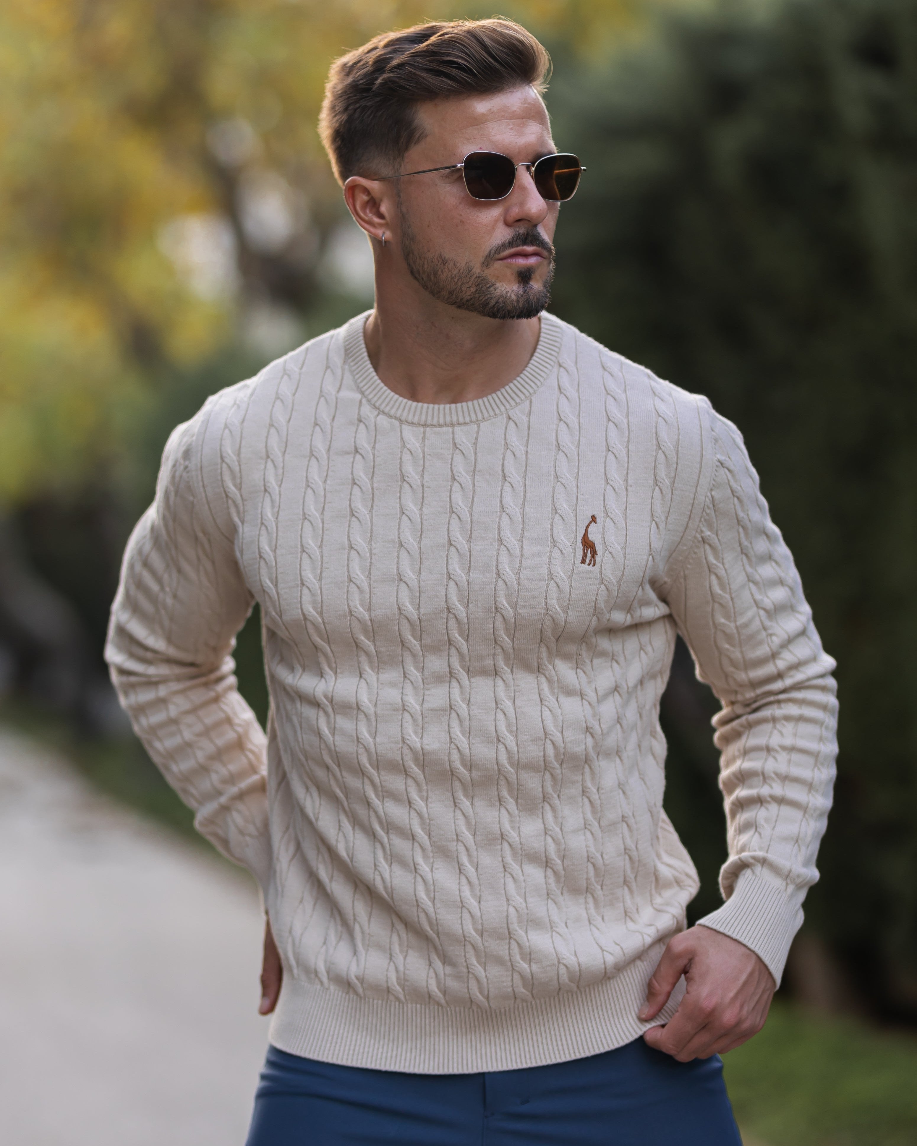 Men's Breathable Warm Cable Knit Sweater Casual Knitwear