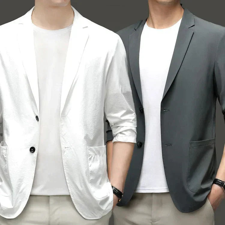 Men's Lightweight Autumn Blazer Jacket Breathable Wrinkle-Resistant Tailored Fit