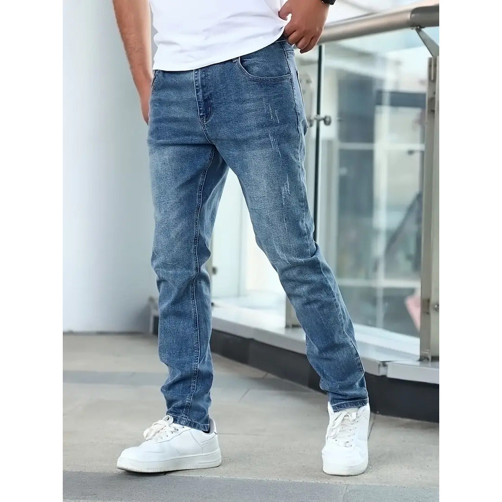 Men's Casual Denim Jeans with Pockets – Durable, Comfortable Relaxed Fit