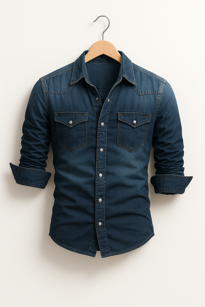 Men's Durable Casual Denim Shirt Versatile Layering Top