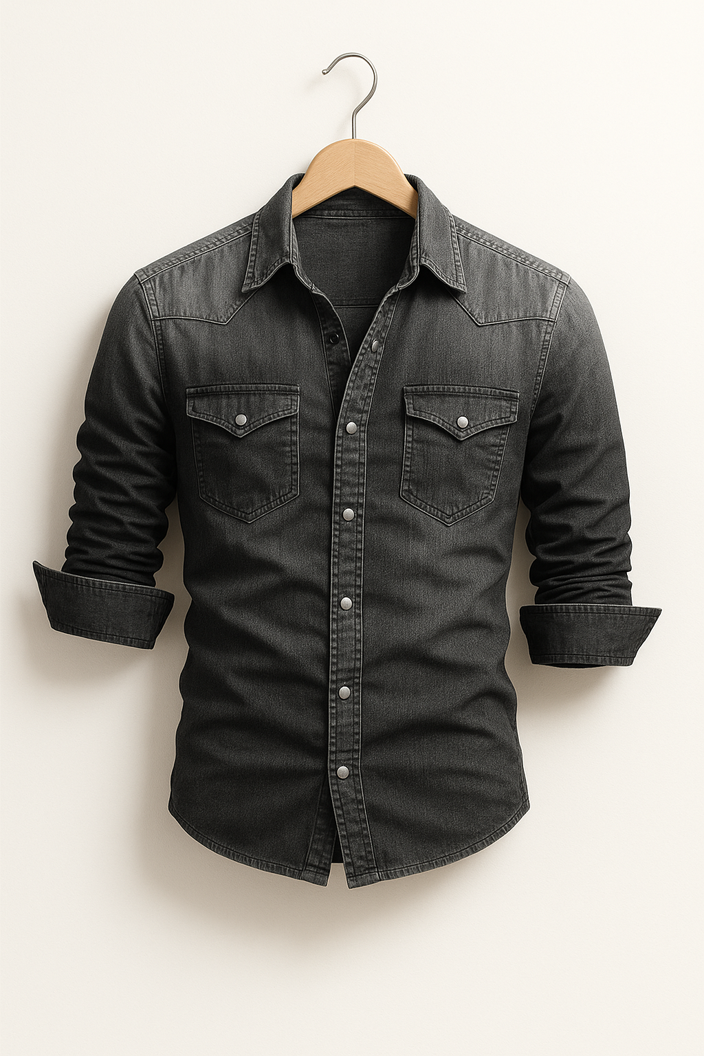 Men's Durable Casual Denim Shirt Versatile Layering Top