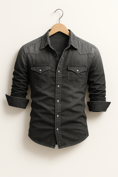 Men's Durable Casual Denim Shirt Versatile Layering Top