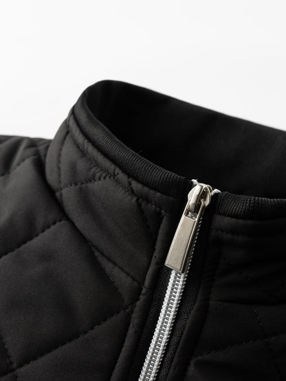 Men's Casual Fleece Check Pattern Puffer Jacket for Cold Weather Warmth