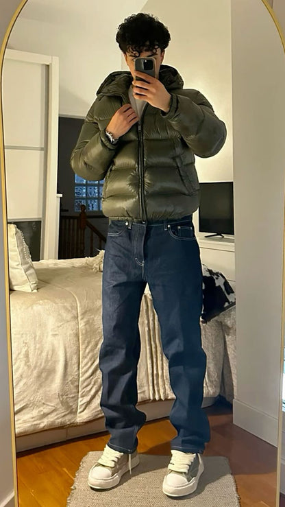 Men's hooded puffer jacket – lightweight with full zip closure