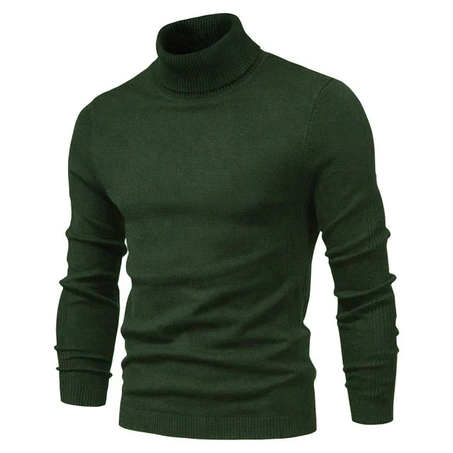 Men's cotton jumper with roll neck - knitwear