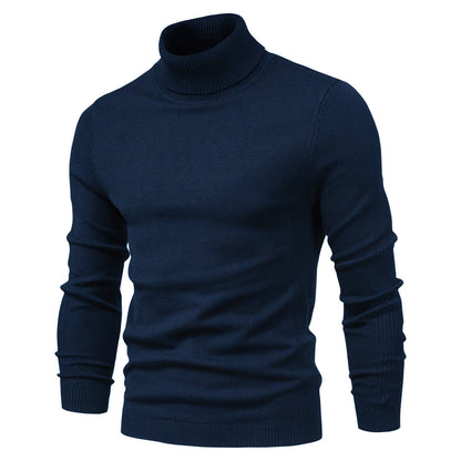 Men's cotton jumper with roll neck - knitwear