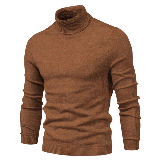 Men's cotton jumper with roll neck - knitwear