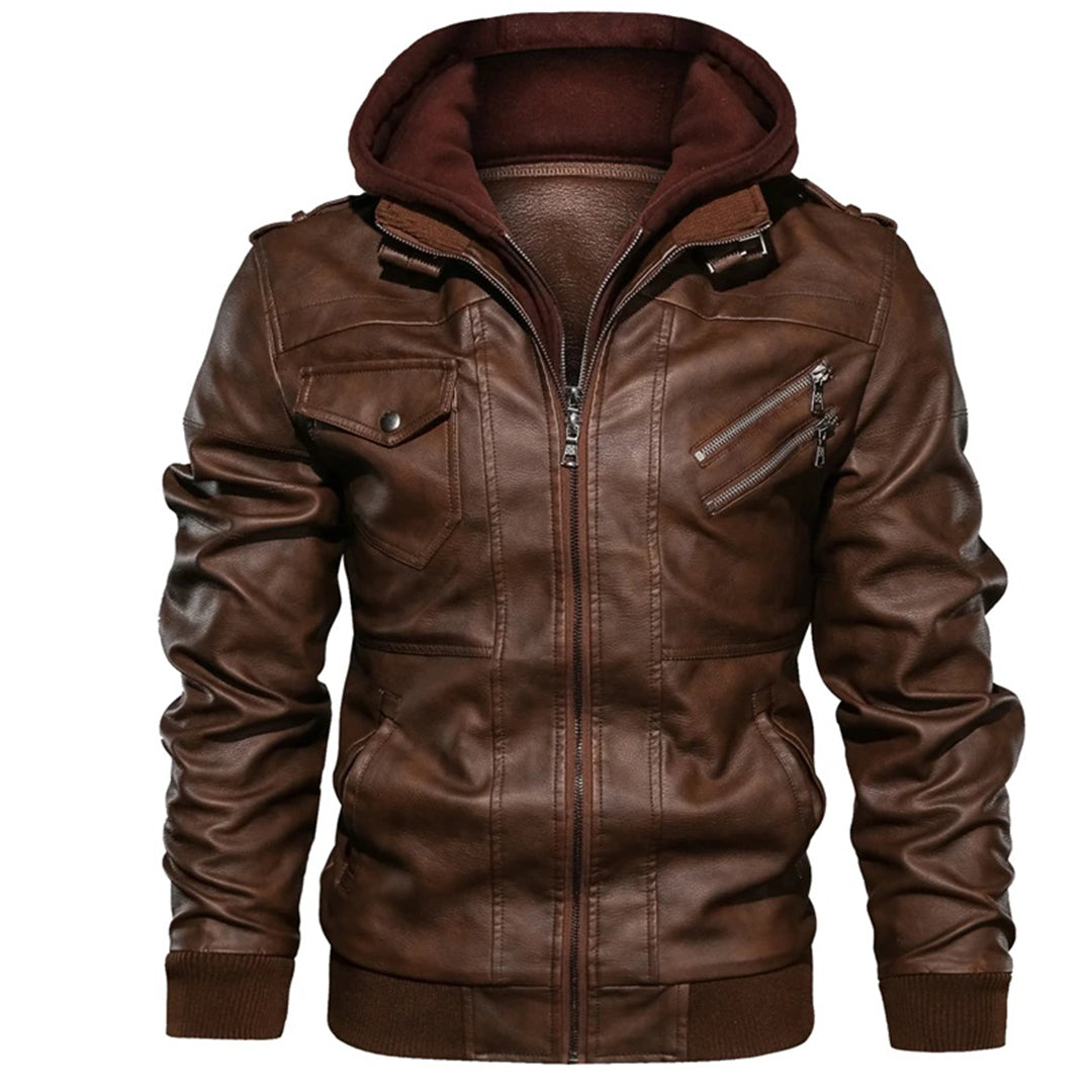 Men's genuine leather biker jacket
