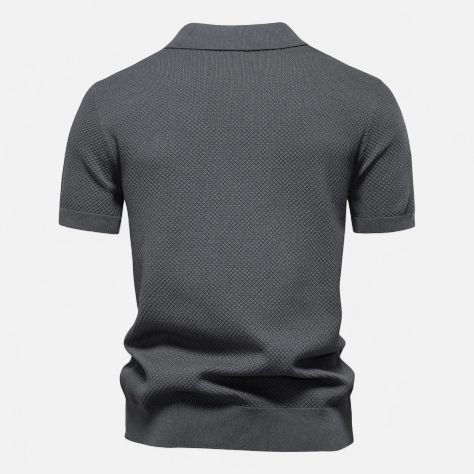 Breathable Knit Polo Shirt with Button Neck and Long Sleeves – Tailored Fit
