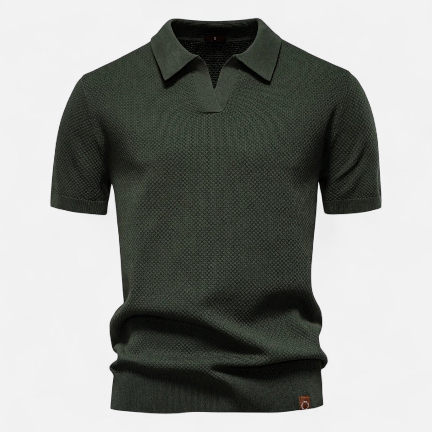 Breathable Knit Polo Shirt with Button Neck and Long Sleeves – Tailored Fit