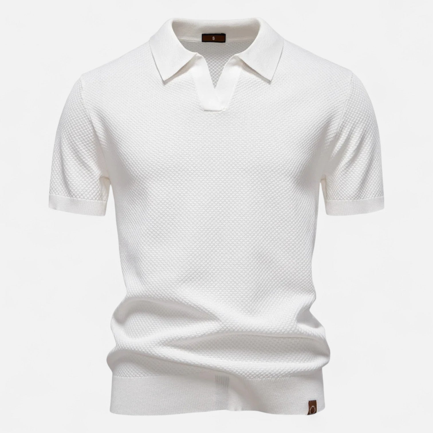 Breathable Knit Polo Shirt with Button Neck and Long Sleeves – Tailored Fit