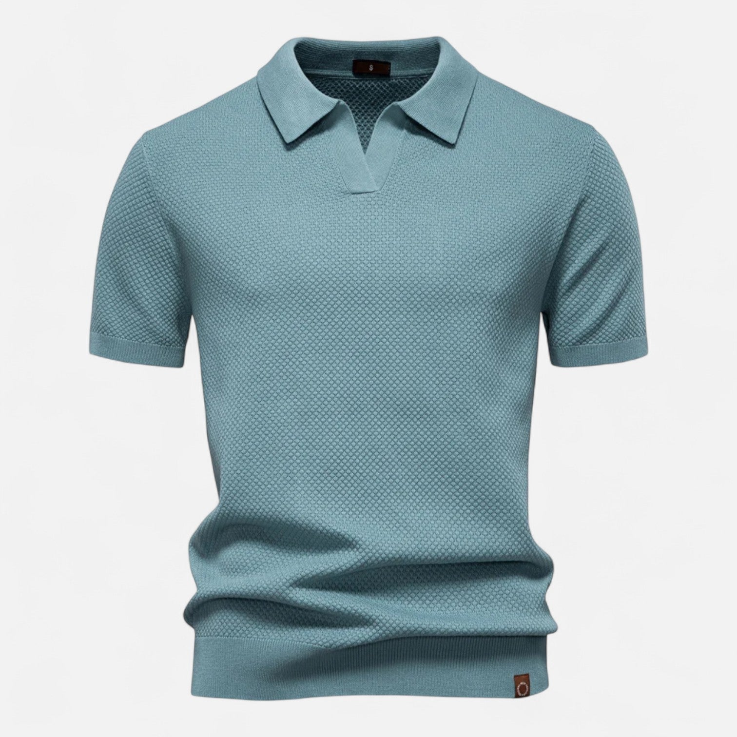 Breathable Knit Polo Shirt with Button Neck and Long Sleeves – Tailored Fit