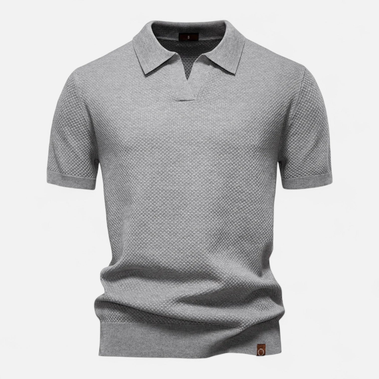 Breathable Knit Polo Shirt with Button Neck and Long Sleeves – Tailored Fit