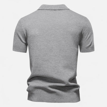 Breathable Knit Polo Shirt with Button Neck and Long Sleeves – Tailored Fit