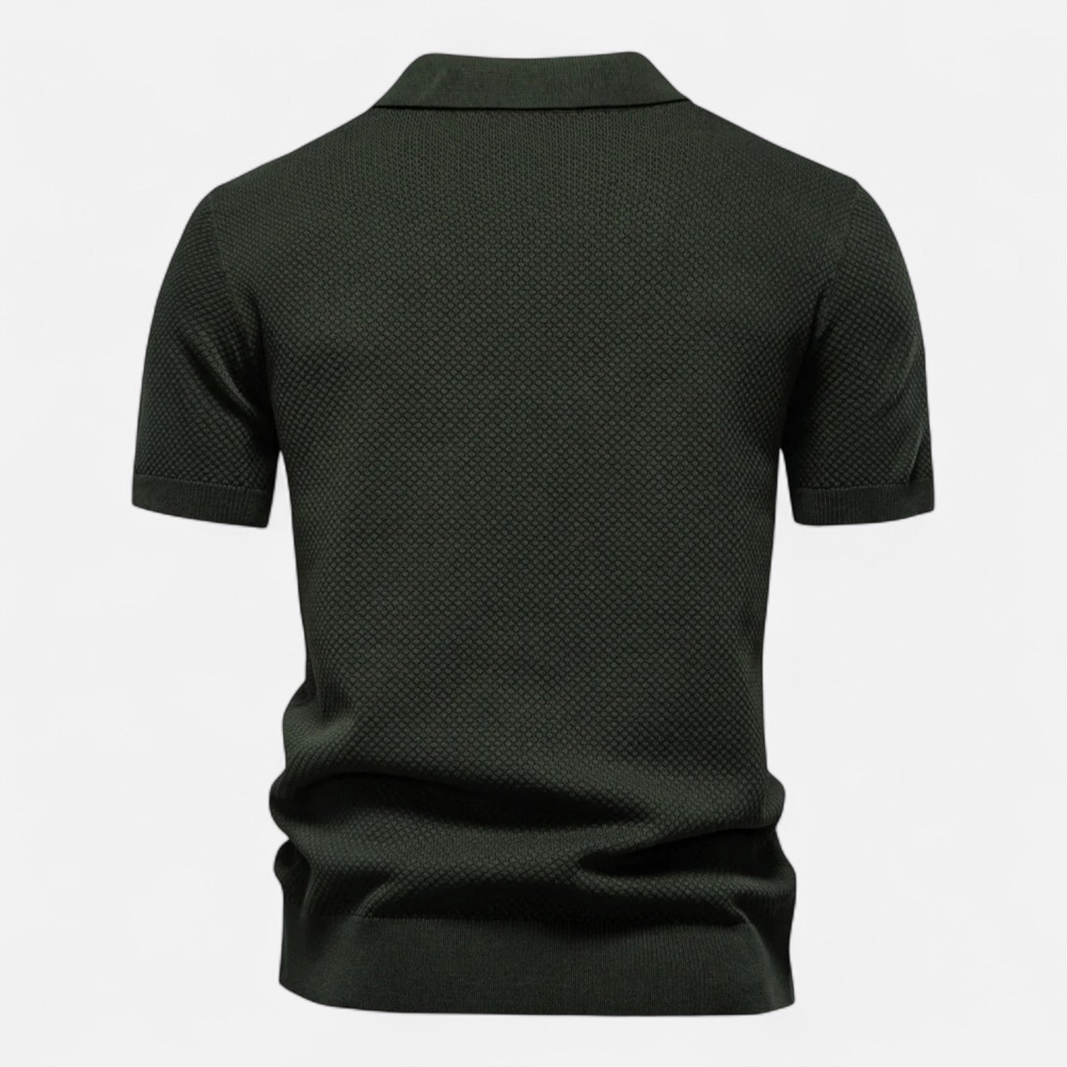 Breathable Knit Polo Shirt with Button Neck and Long Sleeves – Tailored Fit