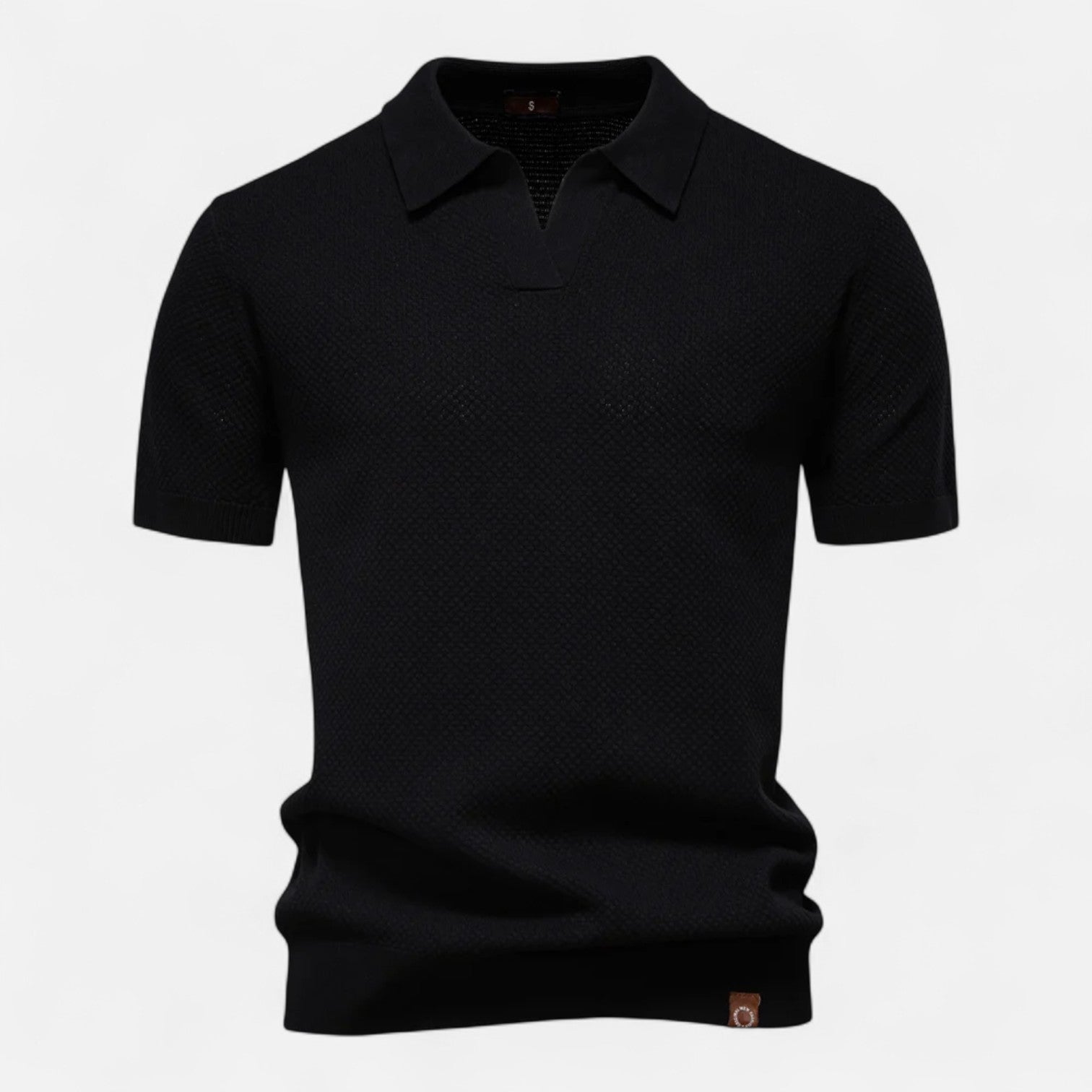 Breathable Knit Polo Shirt with Button Neck and Long Sleeves – Tailored Fit