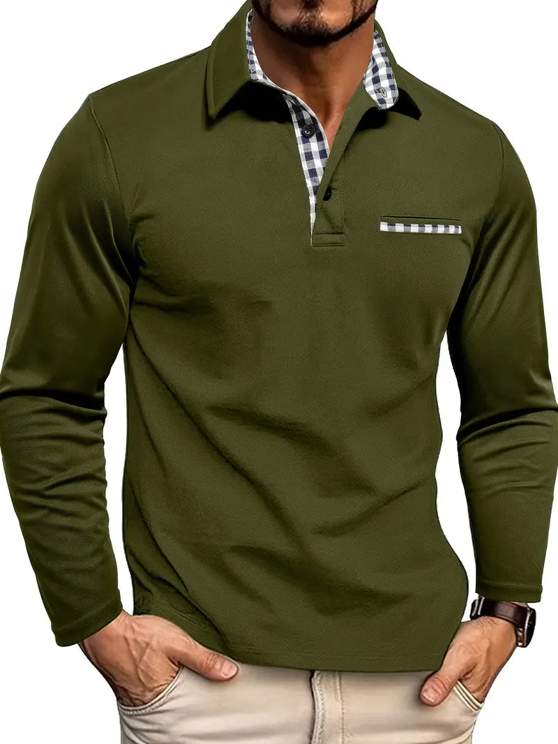 Men's Long Sleeve Polo Shirt Stylish Golf and Casual Shirt