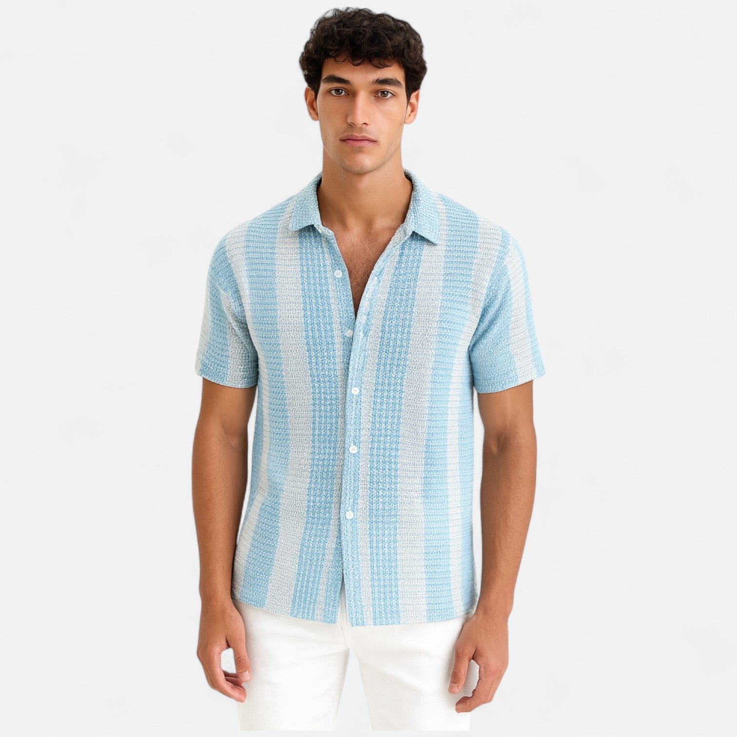 Men's Lightweight Cotton Blend Button-Up Shirt for Warm Weather