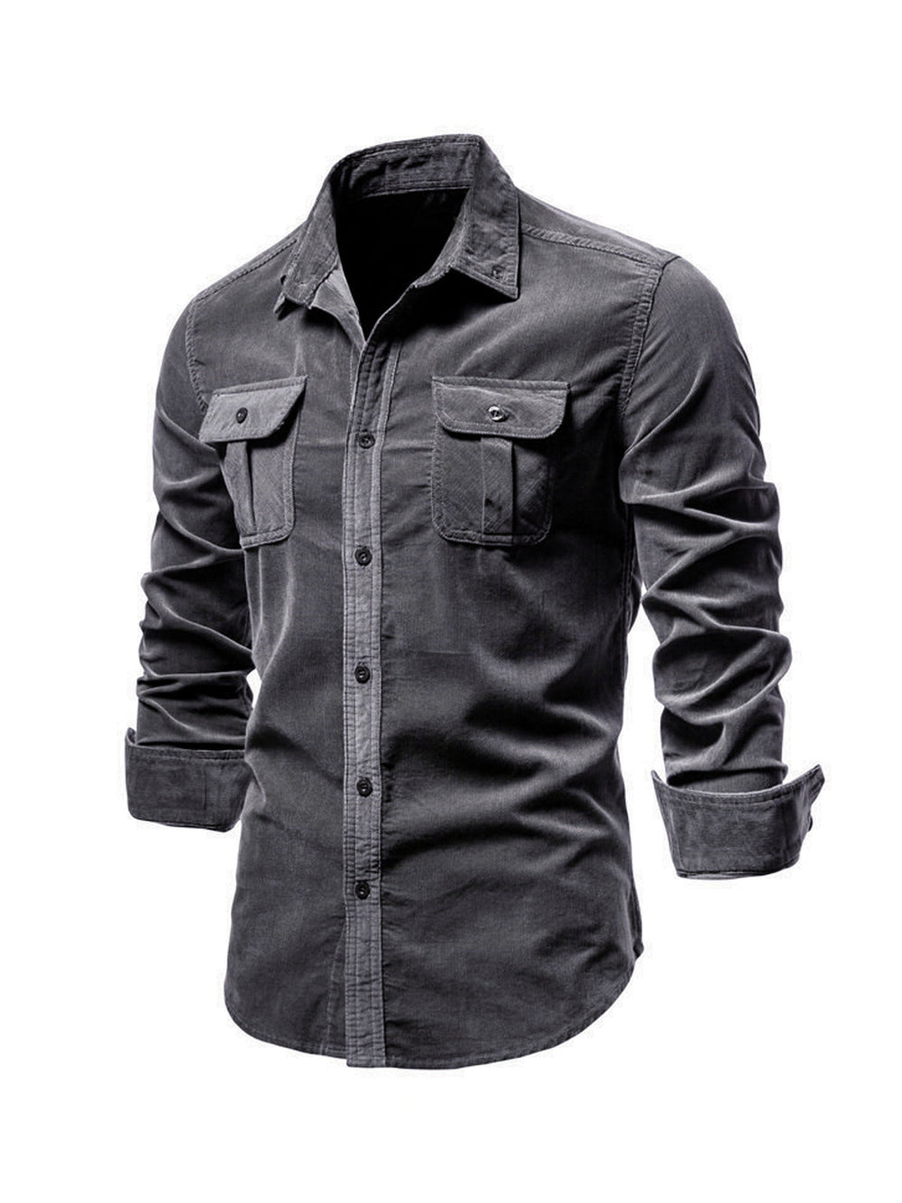 Cotton Blend Long Sleeve Shirt with Warm Feel and Straight Cut for Winter