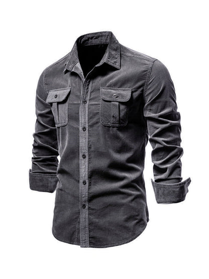 Cotton Blend Long Sleeve Shirt with Warm Feel and Straight Cut for Winter