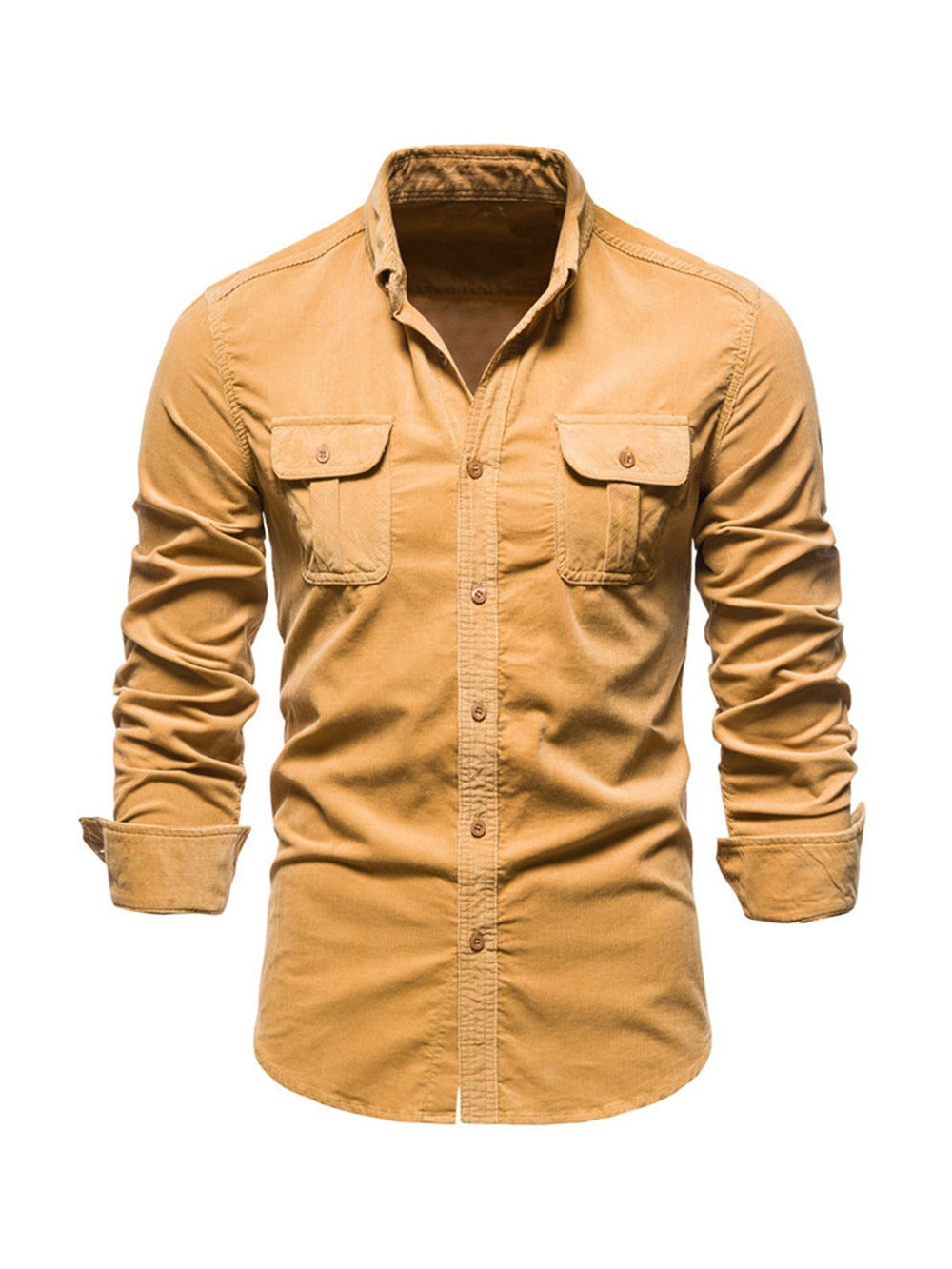 Cotton Blend Long Sleeve Shirt with Warm Feel and Straight Cut for Winter