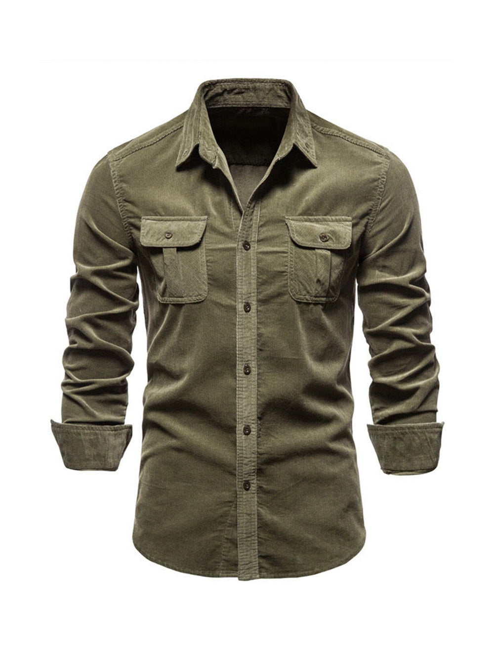 Cotton Blend Long Sleeve Shirt with Warm Feel and Straight Cut for Winter