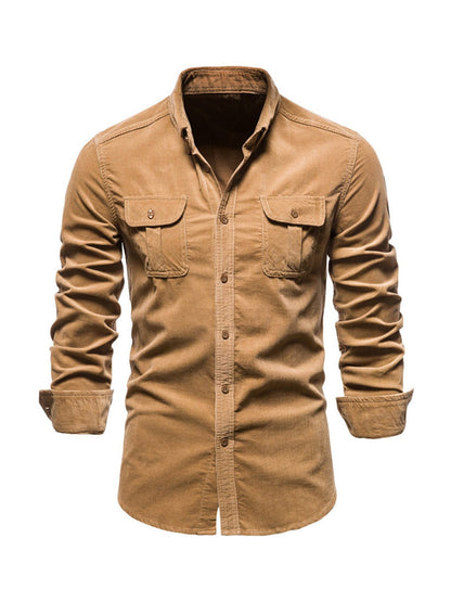 Cotton Blend Long Sleeve Shirt with Warm Feel and Straight Cut for Winter