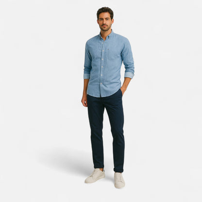 Men's Cotton Blend Utility Shirt with Straight Fit and Pockets
