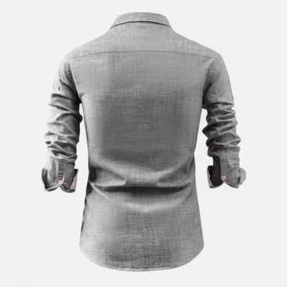 Men's Cotton Blend Utility Shirt with Straight Fit and Pockets