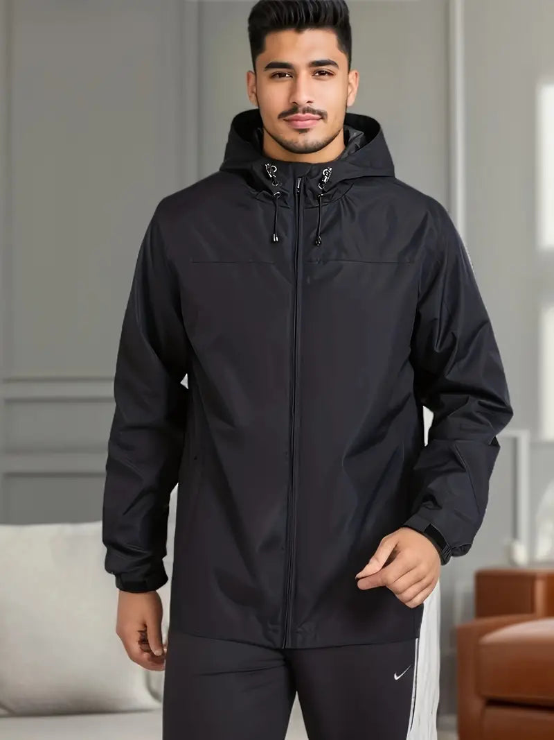 Men's waterproof lightweight hooded windbreaker