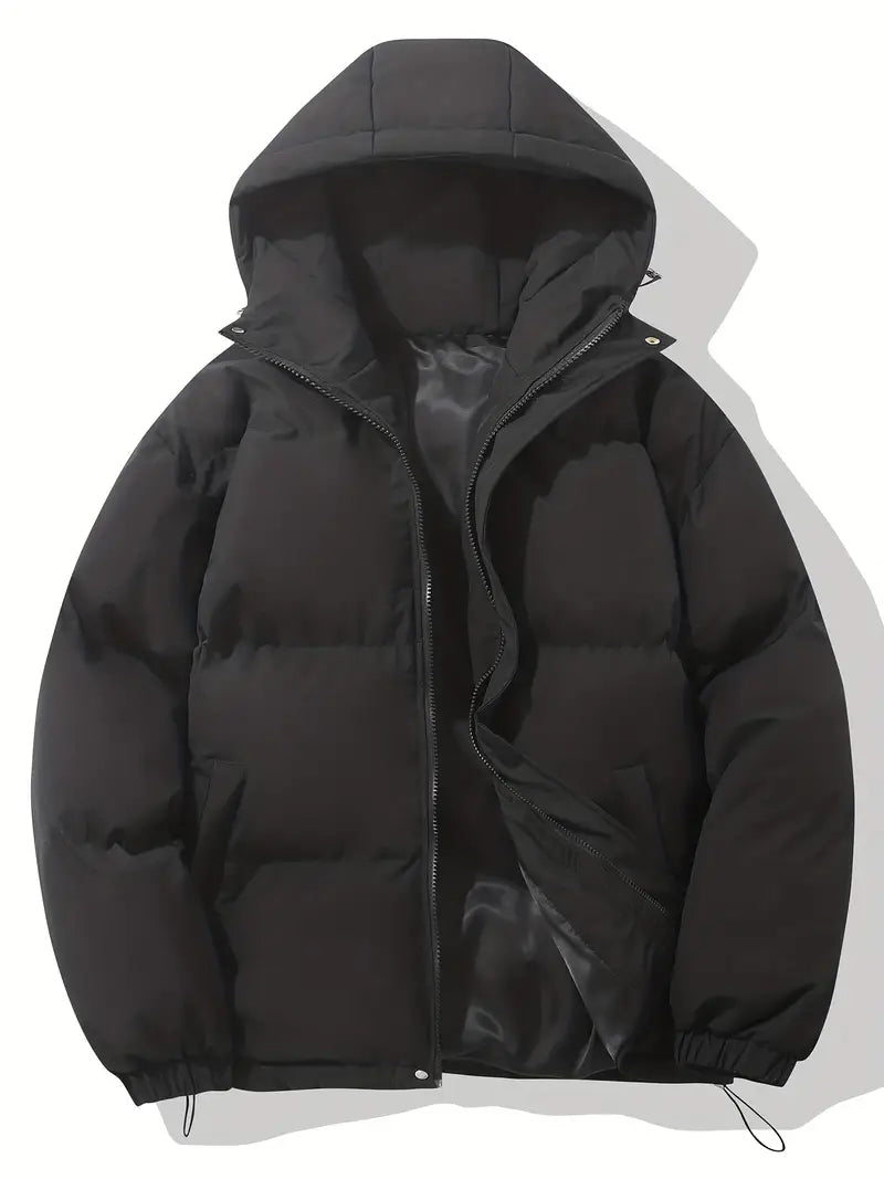 Men's hooded  puffer jacket with down insulation
