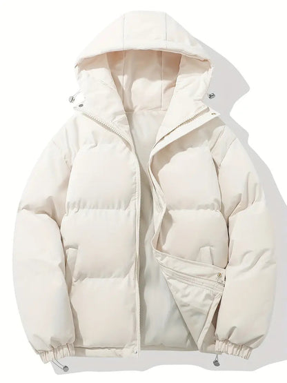 Men's hooded  puffer jacket with down insulation
