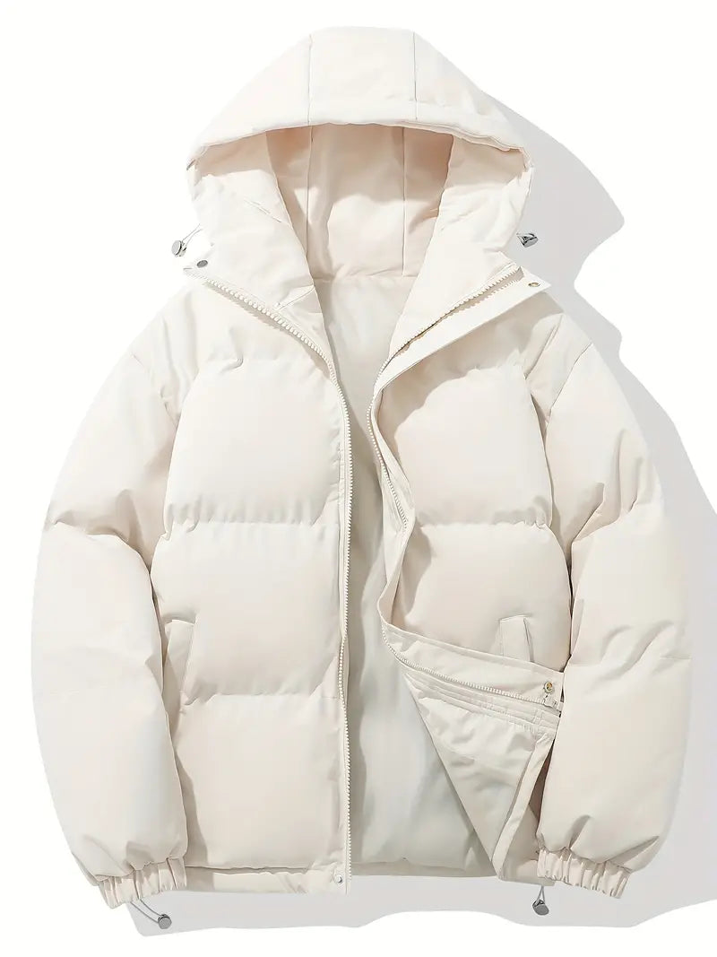Men's hooded  puffer jacket with down insulation