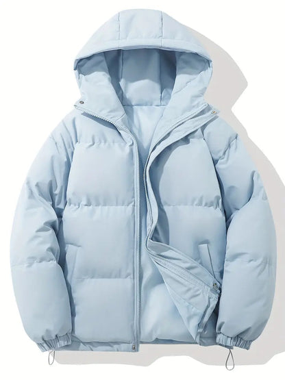 Men's hooded  puffer jacket with down insulation