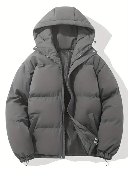 Men's hooded  puffer jacket with down insulation