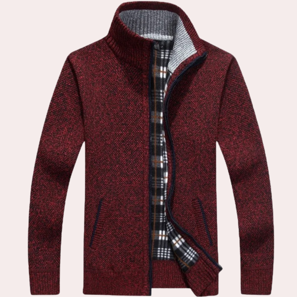 Men's zip up knitted cardigan