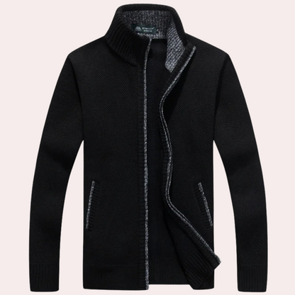 Men's zip up knitted cardigan
